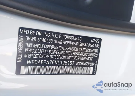 2022 Porsche Panamera E-Hybrid 4/4 Platinum Edition из США, поврежденный, VIN WP0AE2A75NL125157